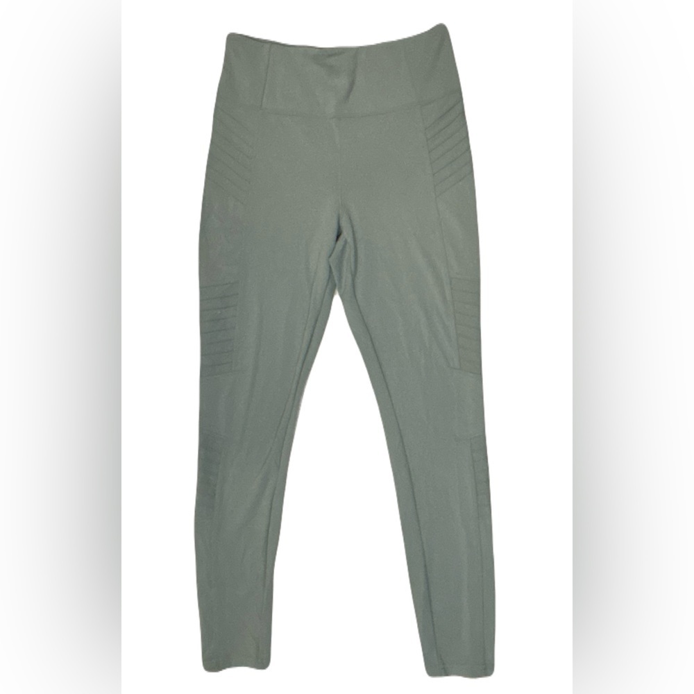 Athleta Delancey Moto Tight Leggings Sage Green Seamless Ribbed High-Rise - Picture 3 of 8